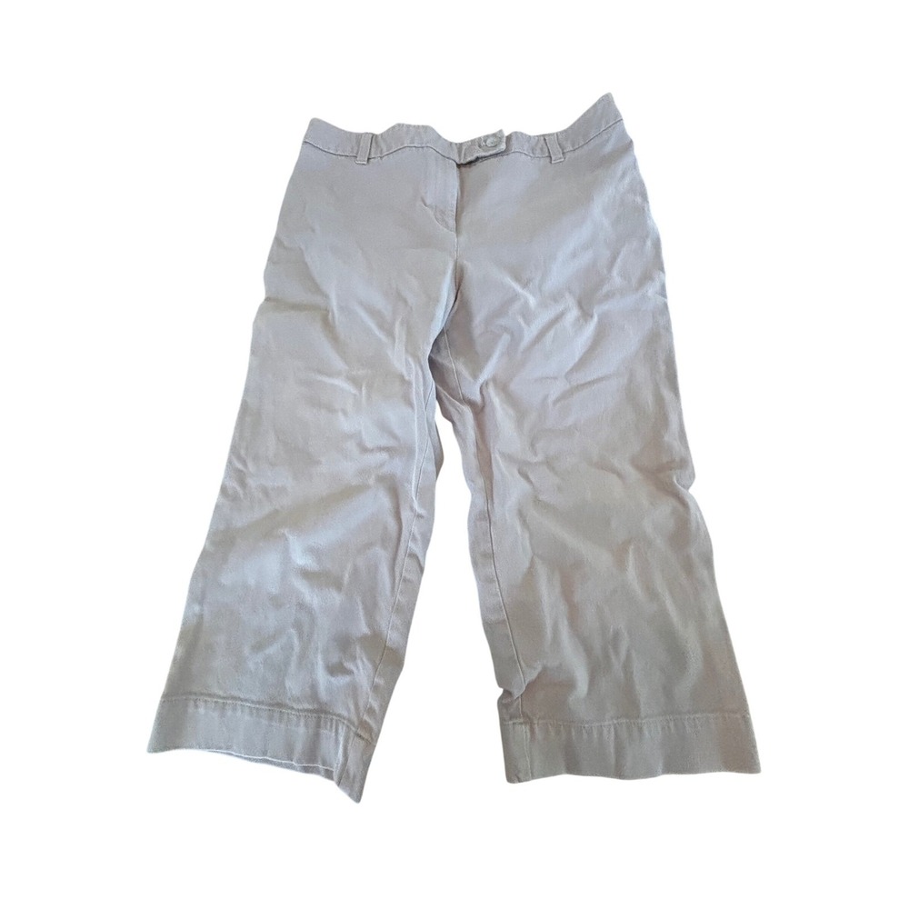 Additions by Chico's Taupe Cropped Straight Leg Pants Size 1.5 Cotton Stretch